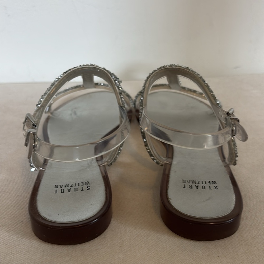 Stuart Weitzman Teezer Clear Jelly flat sandal with crystal embellishments - Picture 2 of 7